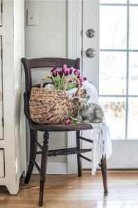 spring vignette styled in chair