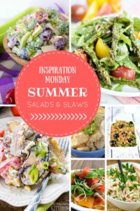 Yummy summer salads and slaws are great when the temps are hot! These are the fabulous features from this week's Inspiration Monday Link Party!