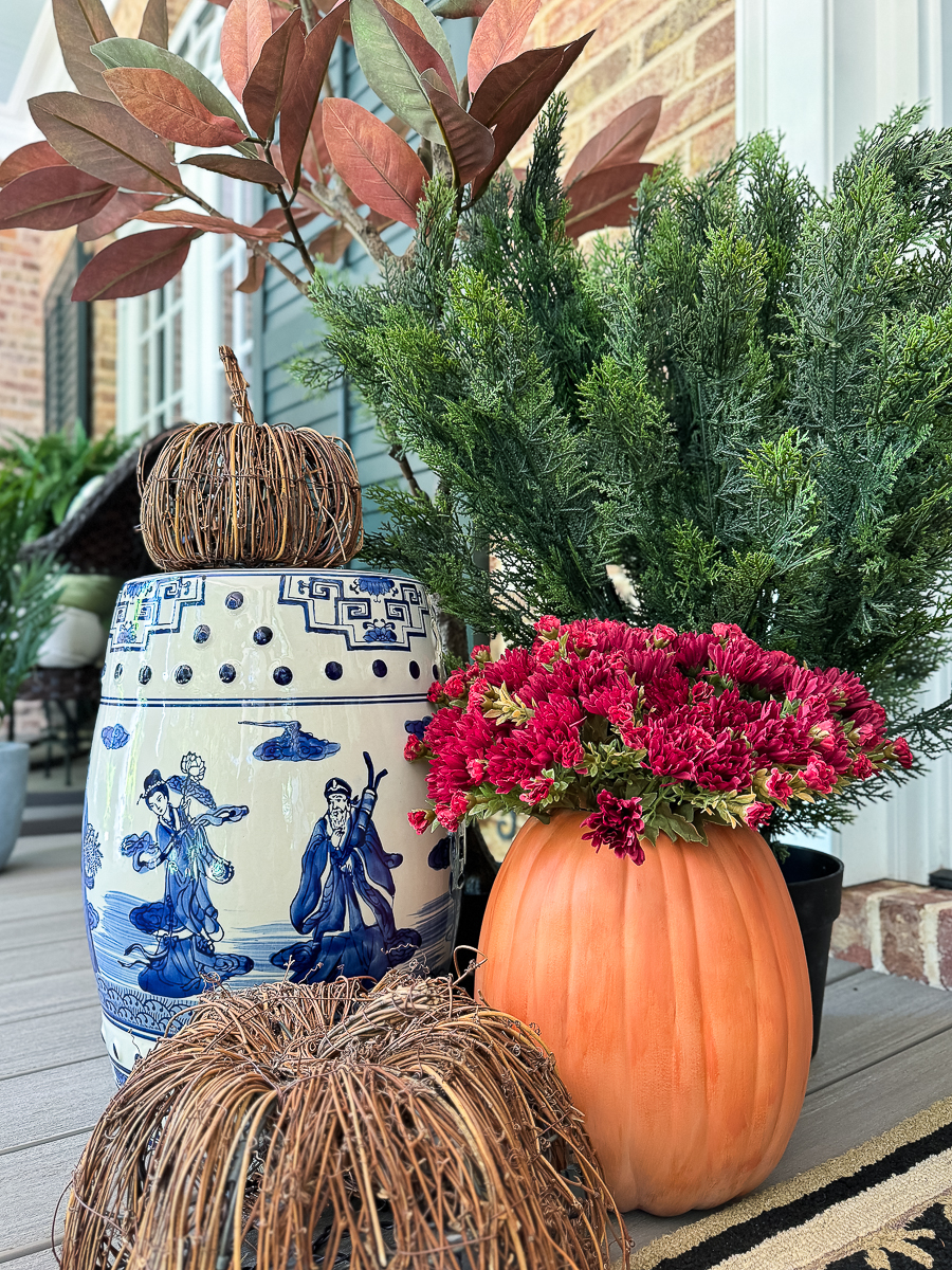 fall decor on porch