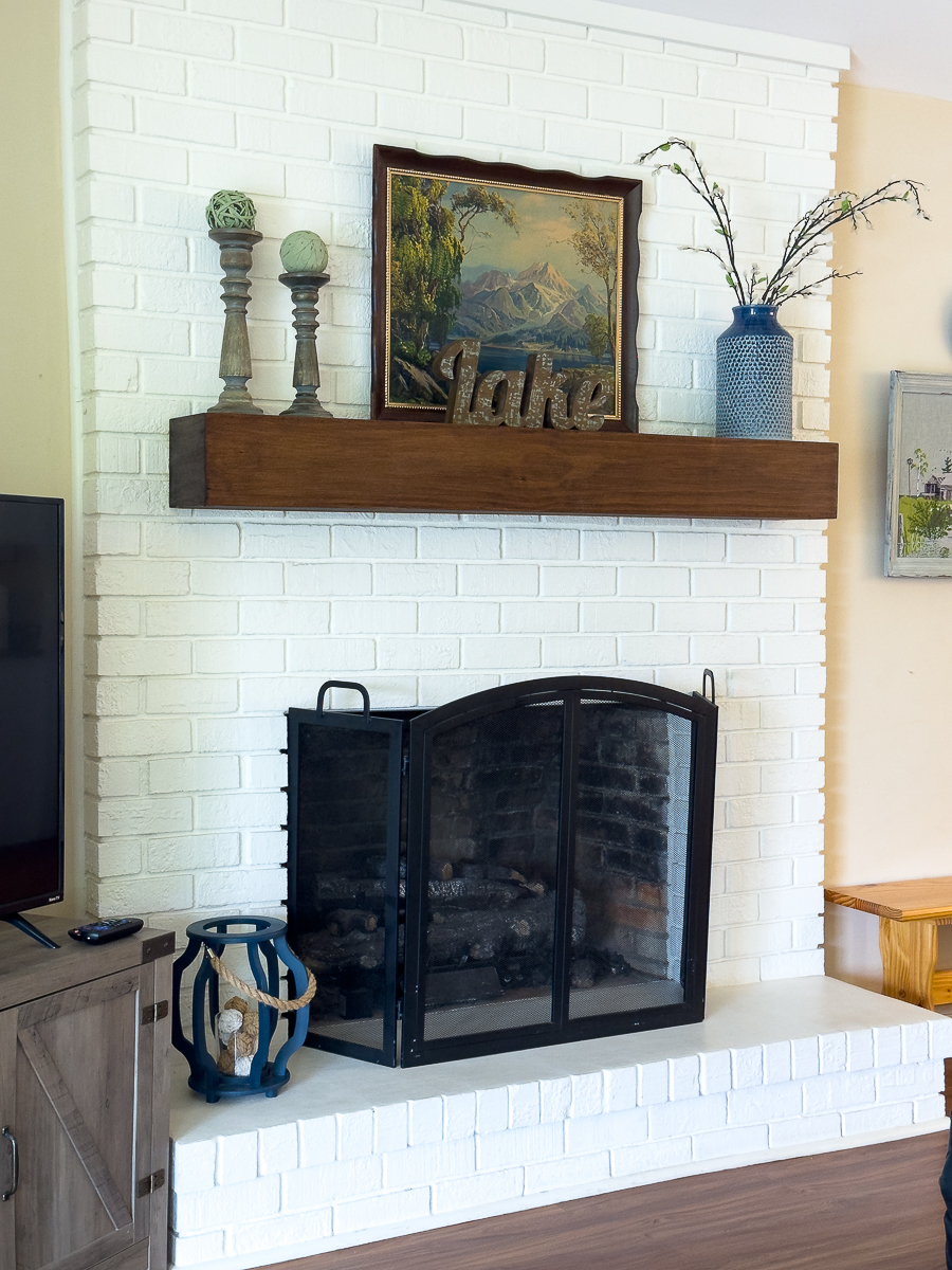 wall art on fireplace mantel