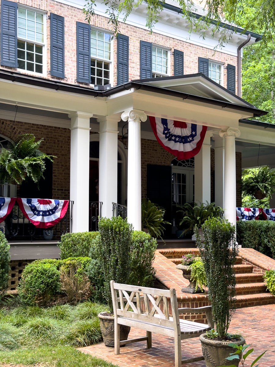 porch with flag decor