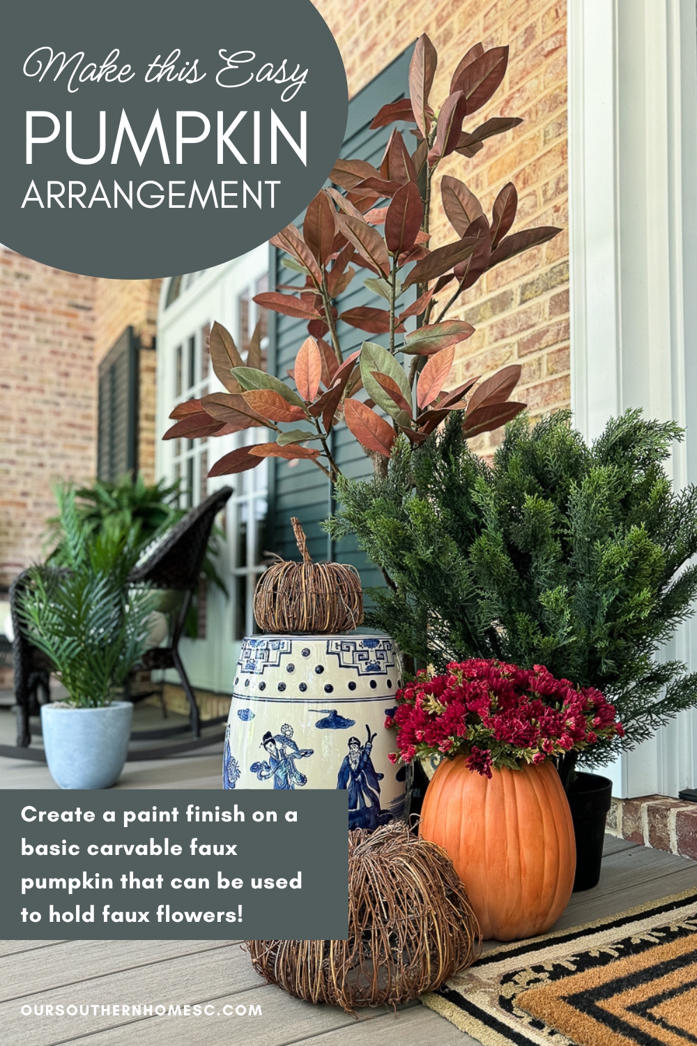 faux pumpkin arrangement