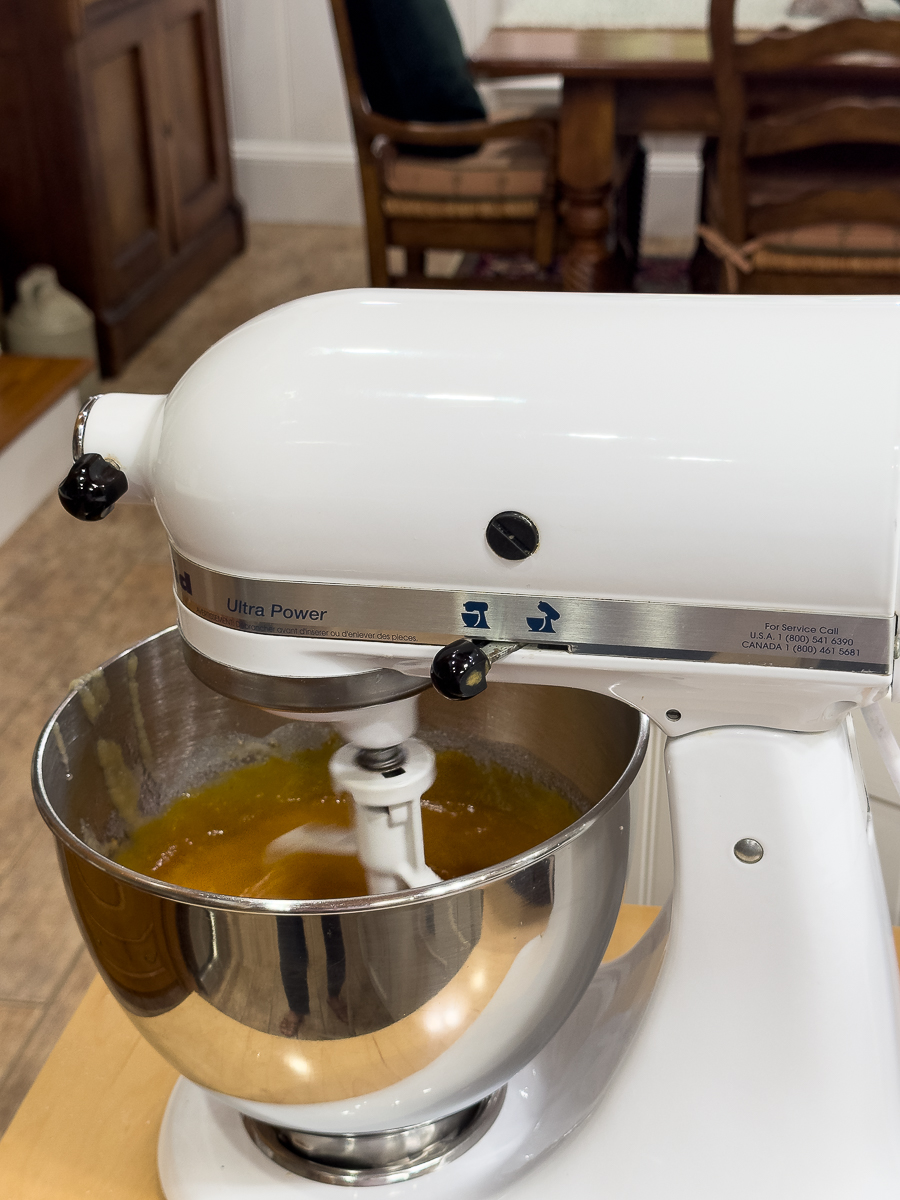 mixer blending muffin batter