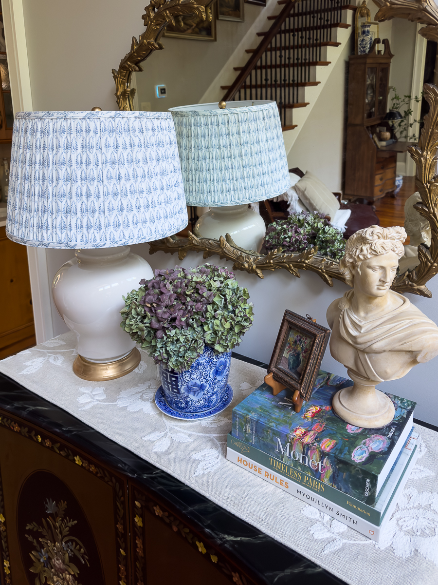 pleated fabric shade on lamp