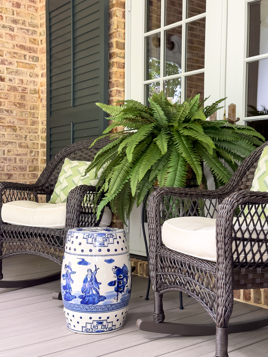 rocking chairs and ferns