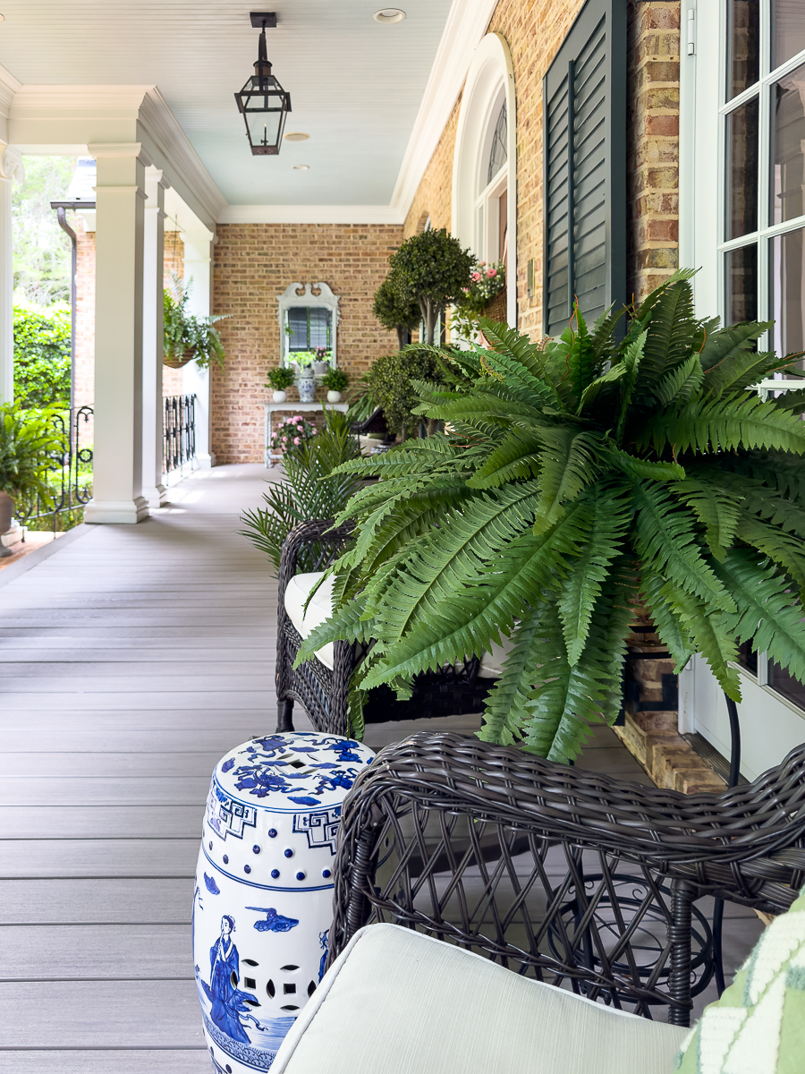 ferns on classic front porch