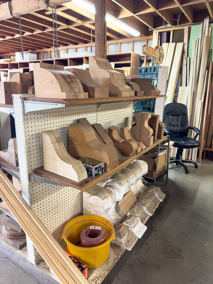 shelves of wood corbels